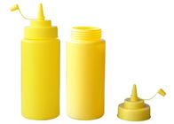 Butelki z żółtego plastiku sosu spożywczego z nakrętką sosu, butelka sosu wyciskanego
