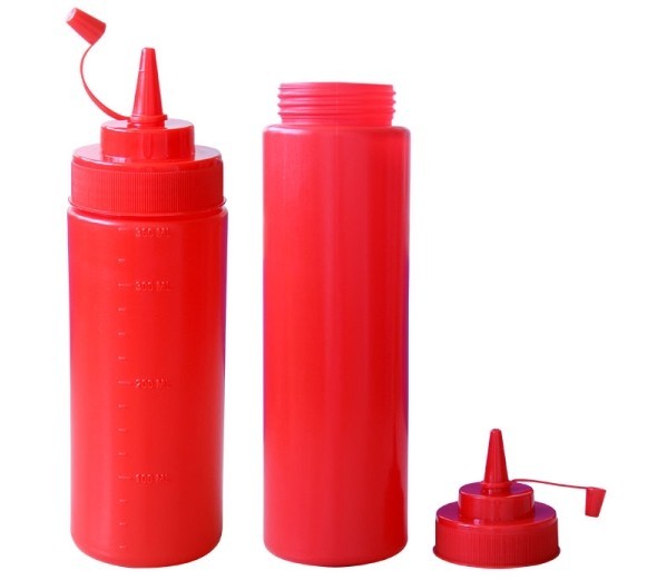 Dobrej jakości ekologiczny w kształcie gruszki Czerwony PP Materail Sauce Bottle
