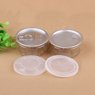 HUIHUA Manufacturer Custom POP Can For Food Packing. 300ml 350ml 400ml 450ml 500ml 550ml PET Tuna Can Plastic Jar With Easy Open Aluminum Lid