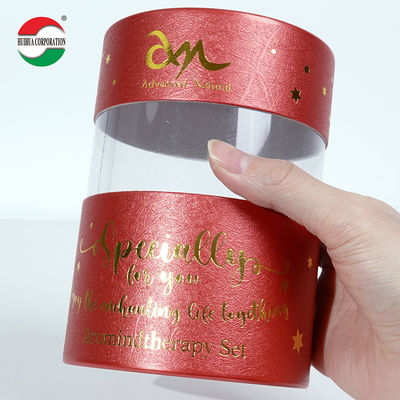 Custom Transparent Paper Tube Packaging with PVC Window for Cosmetics