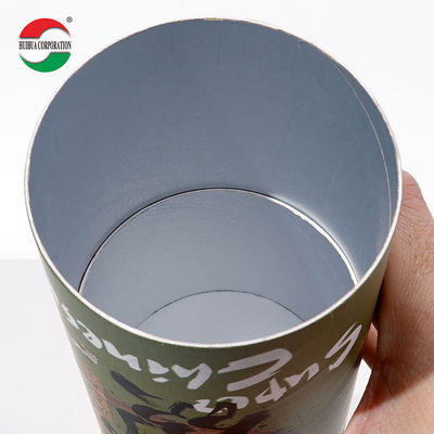 Food Grade Cylinder White Cardboard Paper Jar Packaging Paper Can With Top & Bottom Cover Structure