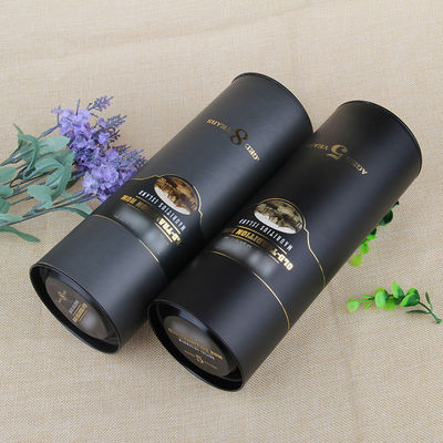 Hot Sell Luxury Cardboard Wine Bottle Cylinder Tube with Metal Lid Custom Logo Foil Stamping Gift Packaging for Champagne