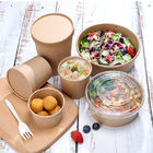 Kraft Paper Food Takeaway Box Pojemniki do pakowania sałatek owocowych z plastikową osłoną
