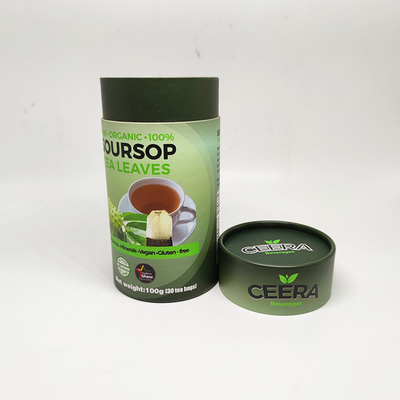 Eco Friendly Biodegradable Cardboard Tube Packaging For Tea Coffee Round