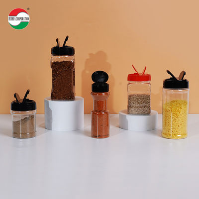 Ekologiczny Flip Top PET Przyprawa Plastic Jar Square Czerwony / Czarny Przyprawy