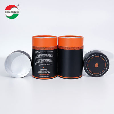 Custom Size Matte Kraft Paper Black Round Cylinder Coffee Tube Packaging With Aluminum Foil