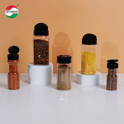 PET Plastic Spice Jar with PP Flip Lid Salt Pepper Seasoning Container for Kitchen Storage