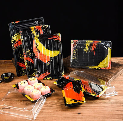 Take Out Food Container Sushi Trays with Lids Personalized Sushi Box Disposable Plastic Sushi Takeaway Packaging Box