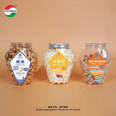 650ML Rhombus Shape PET Plastic Jar with Plastic Lid Food Grade Packaging Container Clear Bottle