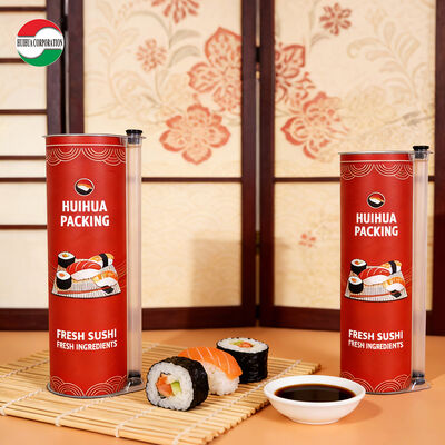 Środowiskowo przyjazne opakowania z rur papierowych dla sushi z logo i rurą z sosem sojowym