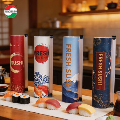 Nowy projekt przyjazny dla środowiska Niestandardowe drukowane produkty spożywcze Pop Push Sushi Paper Tube Materiały z recyklingu