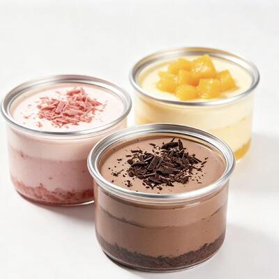Okrągła przejrzysta puszka plastikowa z pokrywką do wyświetlania deserów Tiramisu i Mousse Cake