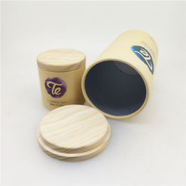 Cork Wood Lid Airtight Paper Packaging Tube / Cardboard Cylinder Containers