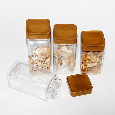 PET Wyczyść puste pojemniki do przechowywania bez BPA Plastikowy kwadratowy słoik z zakrętką