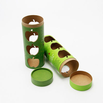 Round Full Color Paper Cans Packaging Apple Christmas Paper Tube