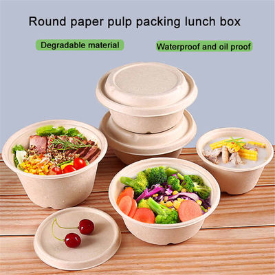 Okrągłe jednorazowe pudełko na jedzenie na wynos Pudełko na lunch z pulpy papierowej Rozkładalne