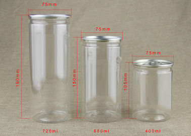 CMYK Printing Round Transparent PET Jar For Candy / Chocolate Packaging