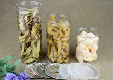CMYK Printing Round Transparent PET Jar For Candy / Chocolate Packaging